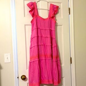 J. Marie Pink Layered Midi Dress